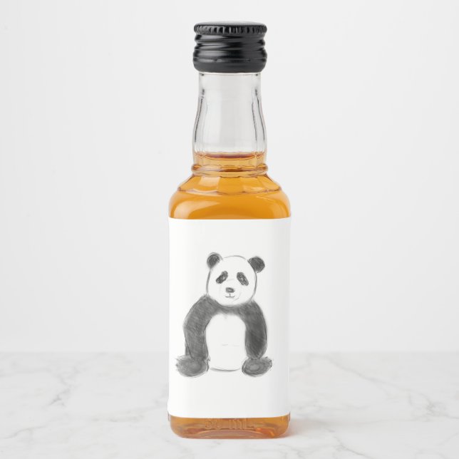 Smörfärgad och vit pandasketch spritflaskor etikett (Framsida)
