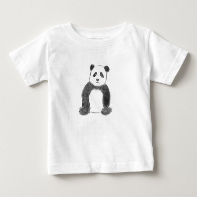 Smörfärgad och vit pandasketch t shirt (Framsida)
