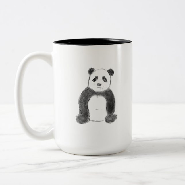 Smörfärgad och vit pandasketch Två-Tonad mugg (Vänster)