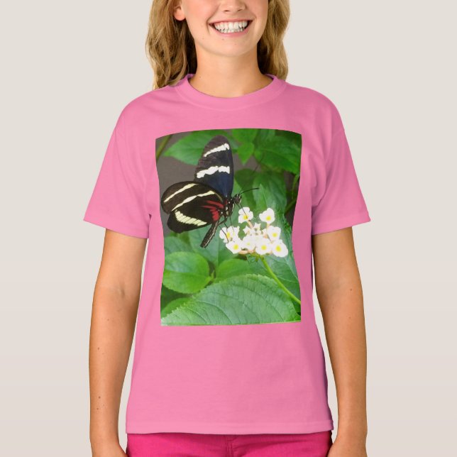 Smörfjäril på blommor t-shirt (Framsida)