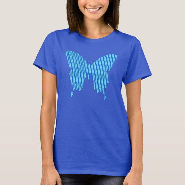 Smörflyg i abstrakt - blå nyanser t-shirt (Framsida)