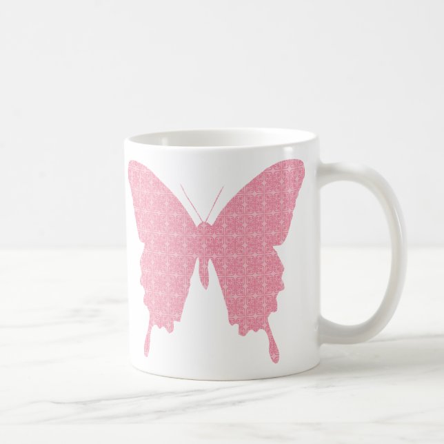 Smörflyg i tapet-utskrift - ljus rosa kaffemugg (Höger)