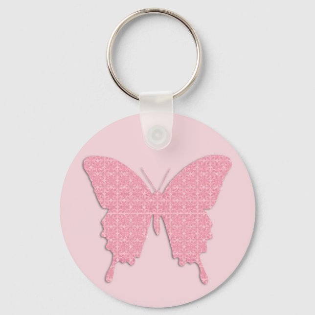 Smörflyg i tapet-utskrift - ljus rosa nyckelring (Framsida)