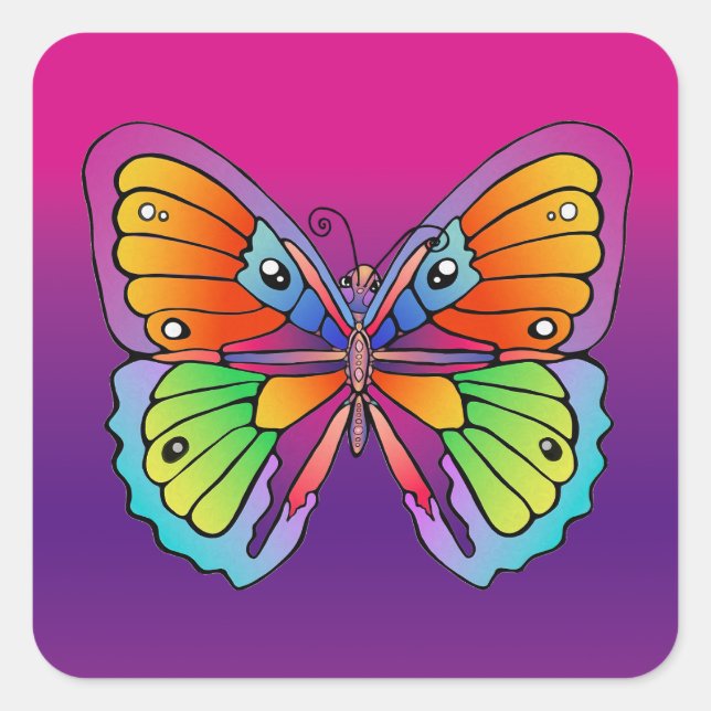 Smörflygdesign Fyrkantigt Klistermärke (Framsida)