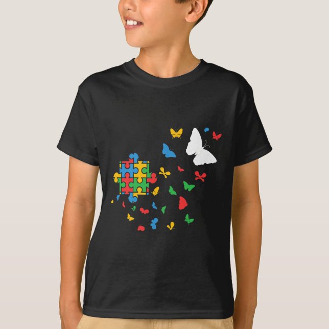Smörflygets autism väcker Autism Autism Awareness T Shirt (Framsida)