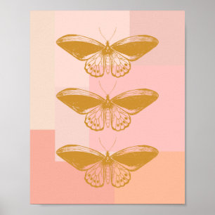 Smörflygets natur Illustration i Rosa och Guld Poster