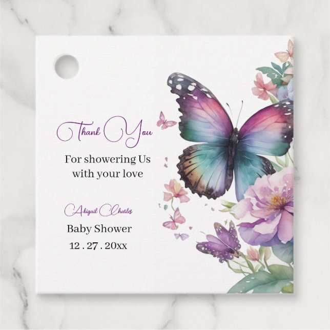 Smörflygkyssar och Baby önskemål Gåvor Etiketter (Framsida)