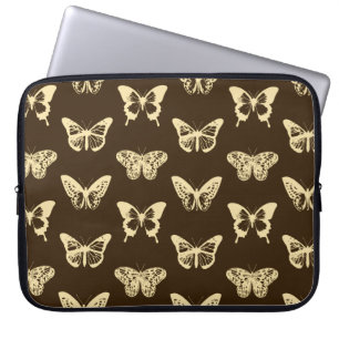 Smörflygsketch, beige på chokladbrun laptop sleeve