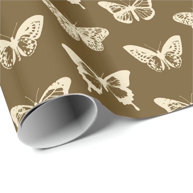 Smörflygsketch, beige på chokladbrun presentpapper (Rullad Hörn)