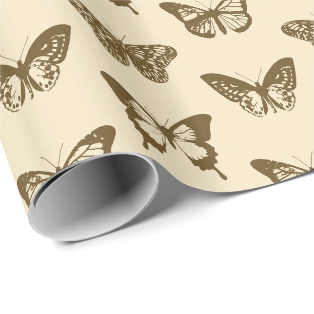 Smörflygsketch, chokladbrun på beige presentpapper (Rullad Hörn)