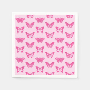 Smörflygsketch, ljus rosa och fuchsia pappersservett