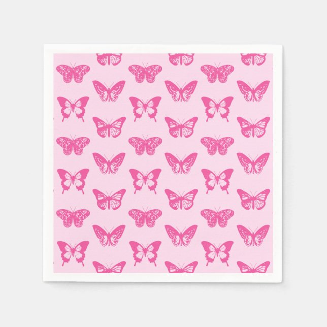 Smörflygsketch, ljus rosa och fuchsia pappersservett (Framsidan)