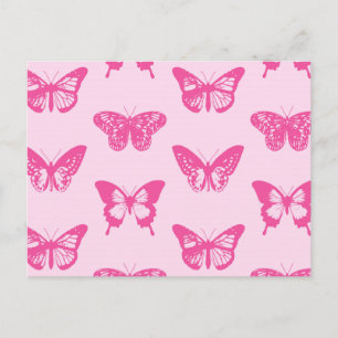 Smörflygsketch, ljus rosa och fuchsia vykort