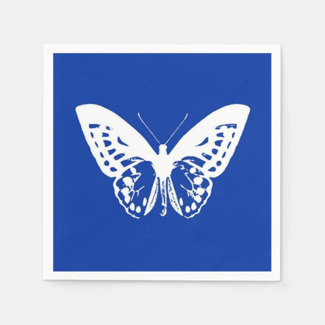Smörflygskiss, koboltblå och vit pappersservett (Framsidan)