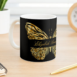 Smörflygsskript guld elegant namn kaffemugg