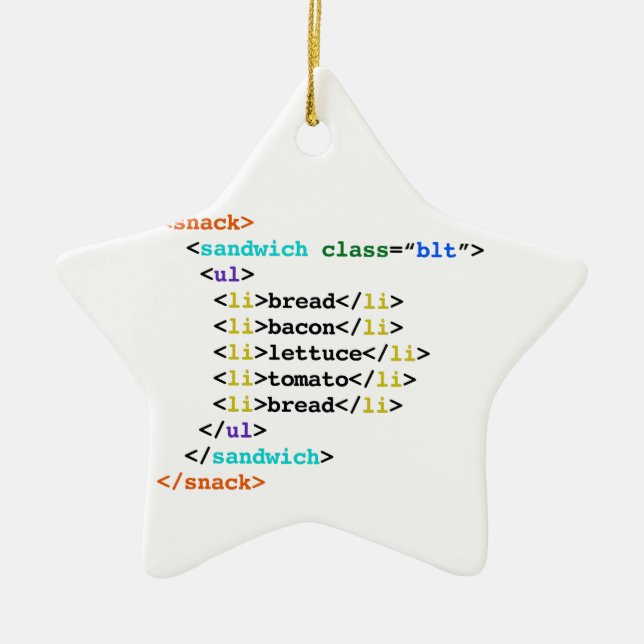 Smörgås för Geek för BLT-HTML rolig Julgransprydnad Keramik (Framsidan)