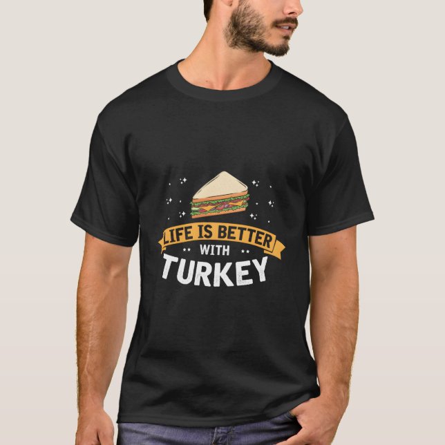 Smörgås för kalkon och snabbmat t shirt (Framsida)
