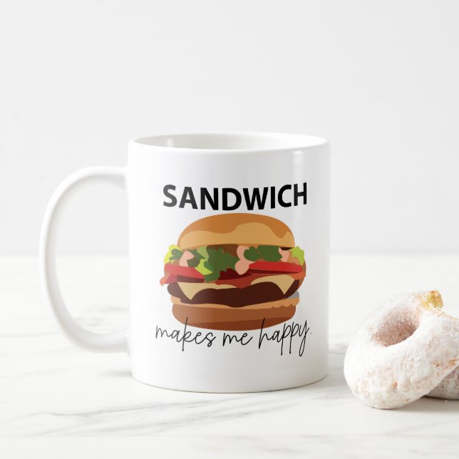 Smörgås gör mig glad kaffemugg (Med munk)