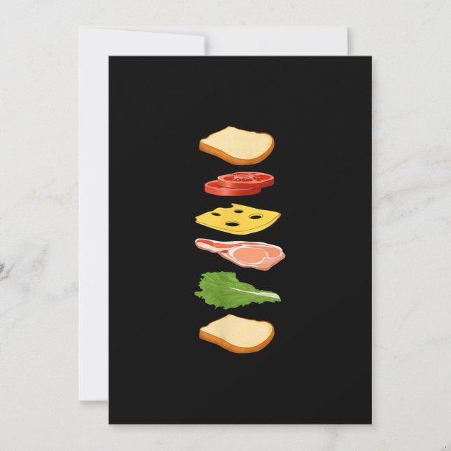Smörgås med bröd ost & skinka Foodie mat Julkort (Framsida)