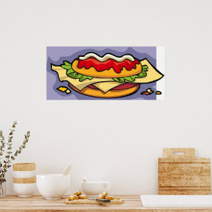 Smörgås med sallad ost och sås poster