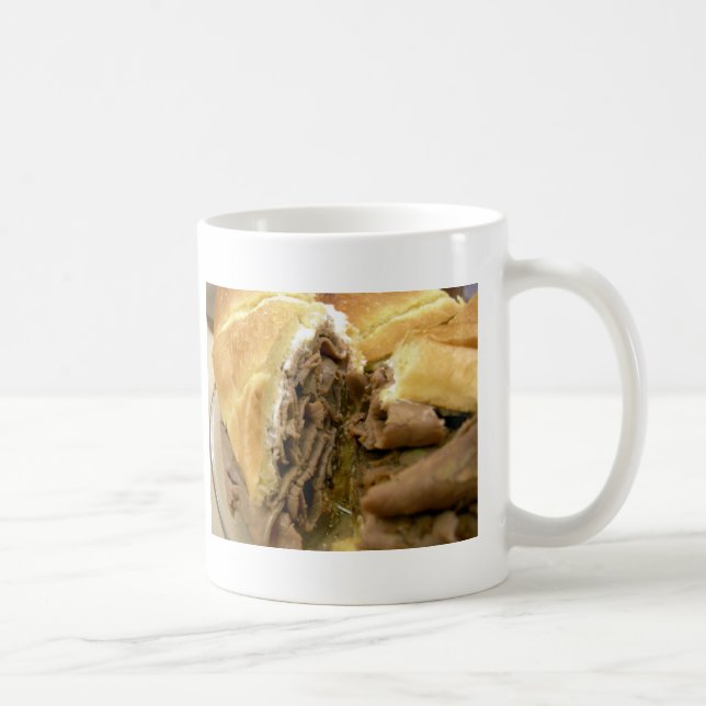 Smörgåsar av rostfritt nötkött med gräddgetost kaffemugg (Höger)