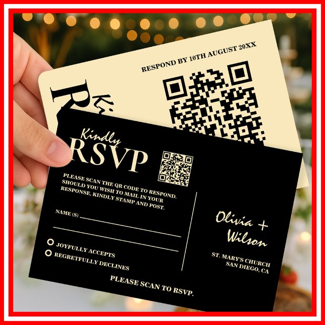 Smörgul Bröllops QR-kod RSVP OSA Kort (Skapare uppladdad)