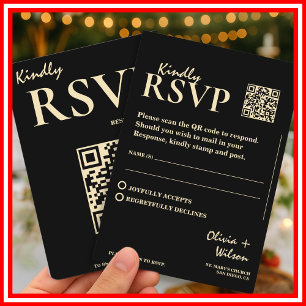 Smörgul Bröllops QR-kod RSVP Tilläggskort