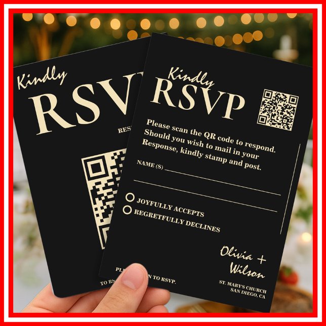 Smörgul Bröllops QR-kod RSVP Tilläggskort (Skapare uppladdad)