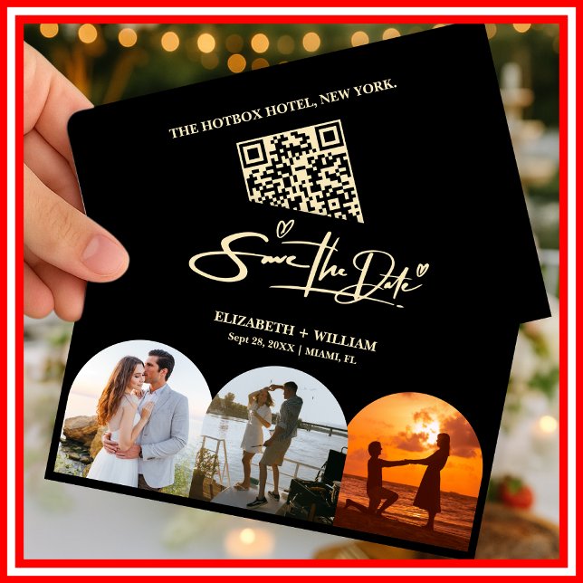 Smörgul Bröllopsfoto QR-kod Elegant Spara Datumet (Skapare uppladdad)