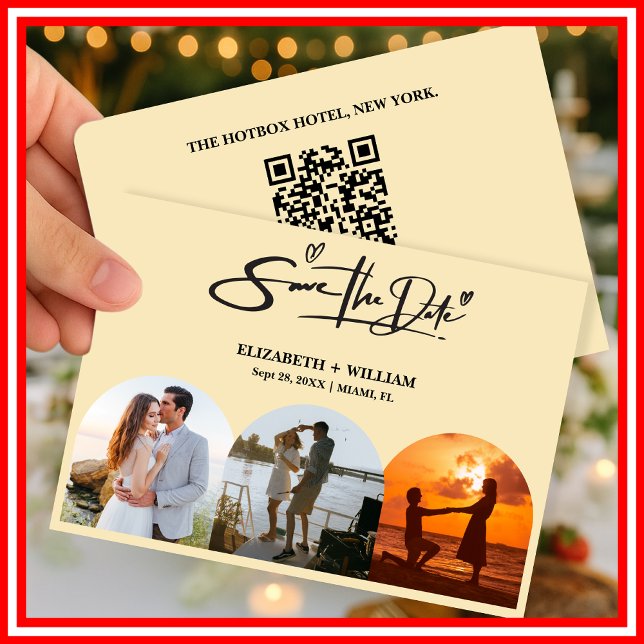 Smörgul Bröllopsfoto QR-kod Elegant Spara Datumet (Skapare uppladdad)