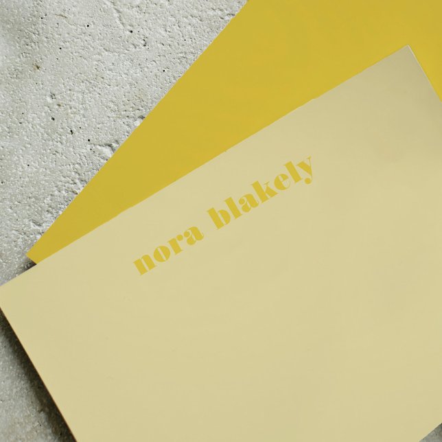 Smörgul Enkel Personlig Anteckningskort (Butter Yellow Simple Personalized Note Card)