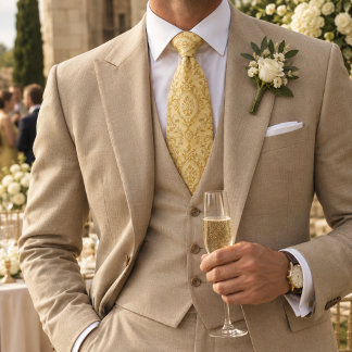 Smörgul Guld Barock Damast Elegant Slips