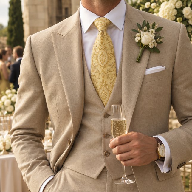 Smörgul Guld Barock Damast Elegant Slips (Skapare uppladdad)