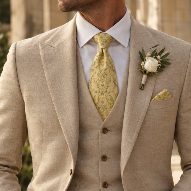Smörgul Guld Ros Vin Floral Damask Slips (Skapare uppladdad)
