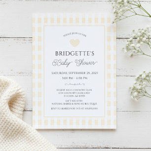 Smörgul Karamellrandig Baby Shower Chic Inbjudningar