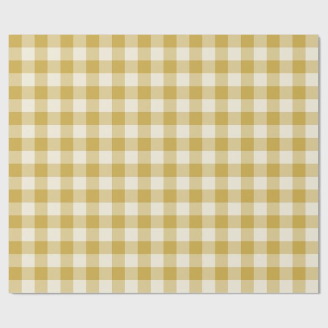 Smörgul klassisk rutig gingham presentpapper (Platt)