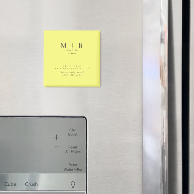 Smörgul monogram bröllop Spara datum  Magnet (In Situ (Fridge))