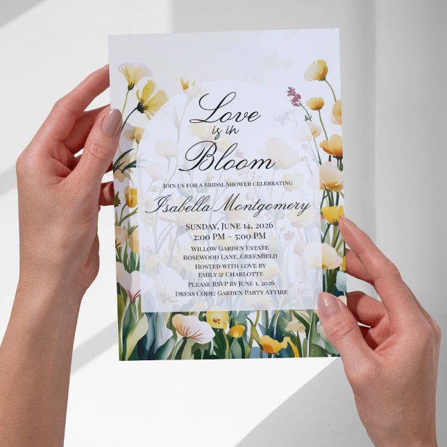 Smörgul Palett Kärlek i Blom Bröllopsdusch Inbjudningar (Butter Yellow Palette Love in Bloom Bridal Shower Invitations)
