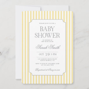 Smörgul randig baby shower-inbjudan inbjudningar