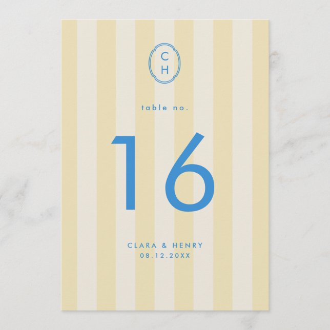 Smörgul randig monogram tabellnummer (Framsida)