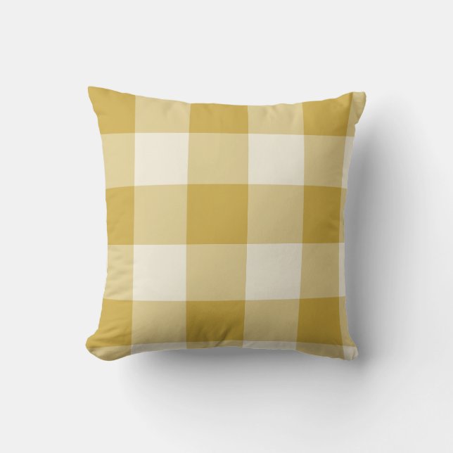 Smörgul stor Gingham-ruta Kudde (Framsida)