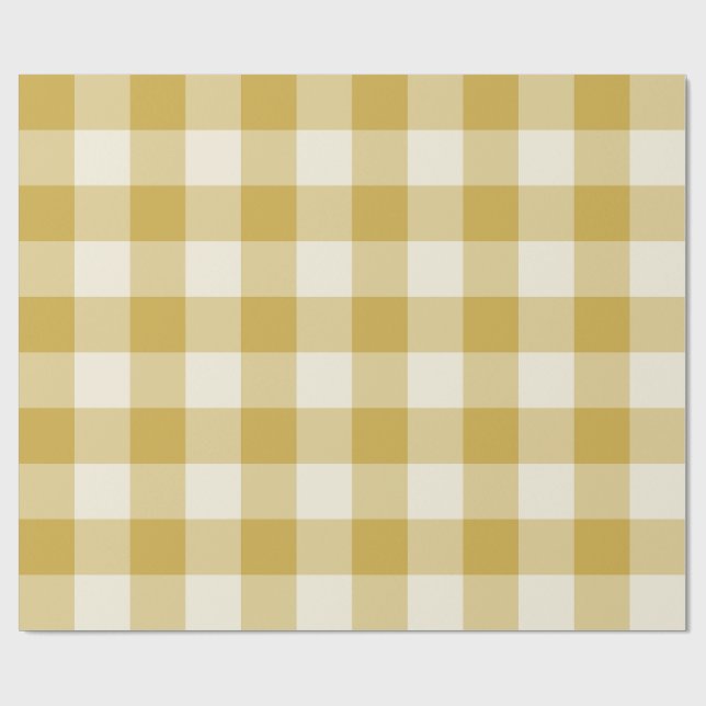 Smörgul stor Gingham-ruta Presentpapper (Platt)