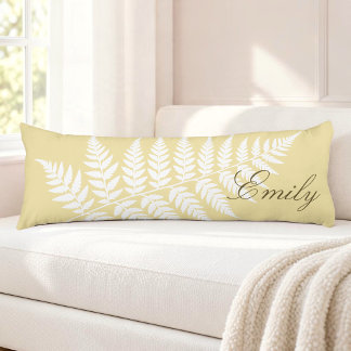Smörgul vit ormbunke elegant minimalistisk kroppskudde