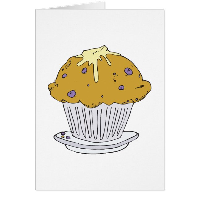 smörig blåbärsmuffin hälsningskort (Framsidan)