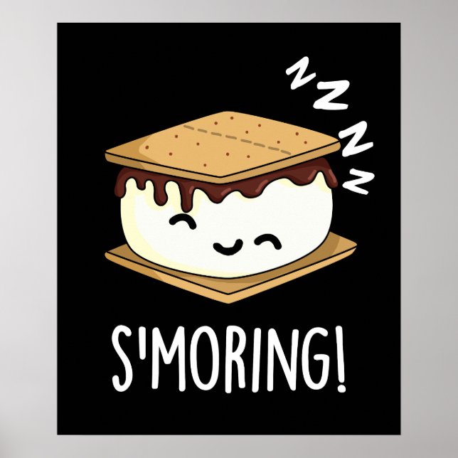 Smoring Funny Smore Puns Mörk BG Poster (Framsidan)