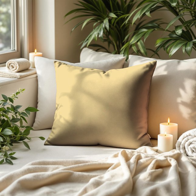 Smörkräm Färg Minimalistisk Mjuk Pastell Gul  Kudde (A Buttercream solid-color, simple, minimalist design pillow creates a cozy mood in the SPA interior.)