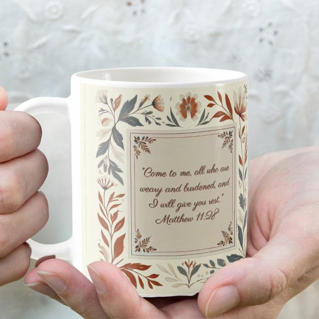 Smörkräm Farmhouse Blommig Ram Kaffemugg (Skapare uppladdad)