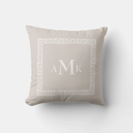 Smörkräm Grekisk Nyckel | Monogrammerad Kuddthrow Kudde