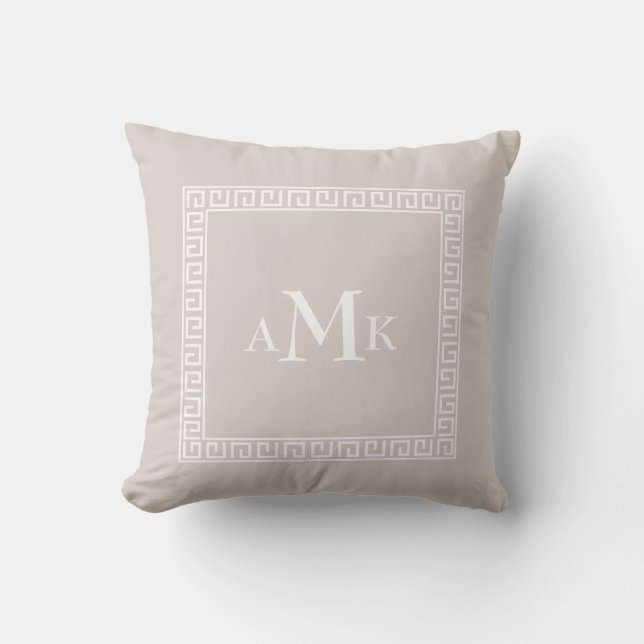 Smörkräm Grekisk Nyckel | Monogrammerad Kuddthrow Kudde (Framsida)