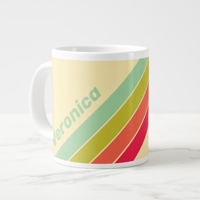 Smörkräm Viska Ränder med namn Jumbo Mugg (Framsida vänster)